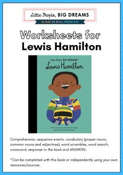 Preview of LEWIS HAMILTON, Little People, Big Dreams – LEWIS HAMILTON book, Worksheets for