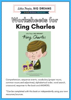 Preview of PRINCE CHARLES, Little People, Big Dreams – PRINCE CHARLES book, Worksheets