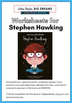 Preview of STEPHEN HAWKING, Little People, Big Dreams – STEPHEN HAWKING book, Worksheets