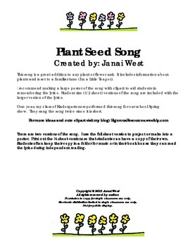 Preview of Little Plant Seed Science Song