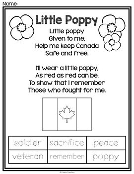 Remembrance Day Canada | Poem and Craft | FREE by Coreas Creations