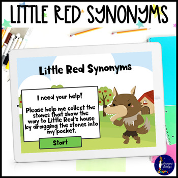 Preview of Little Red Antonyms and Synonyms BOOM Card Decks BUNDLE