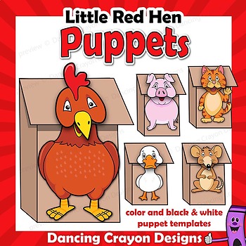 Preview of Little Red Hen Craft Activity | Printable Paper Bag Puppets