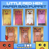 Little Red Hen Paper Bag Puppet Craft | Coloring Activity 