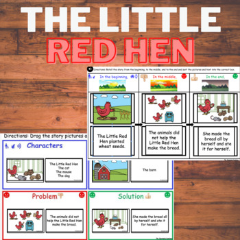 Preview of Little Red Hen - Story Elements Sorts DIGITAL & PRINTABLE