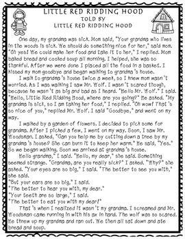 Little Red Ridding Hood's Perspective {Lexile 480} Passage w/Tasks by ...