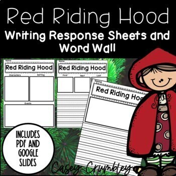 Little Red Riding Hood Book Study Graphic Organizers Response Sheets Word Wall