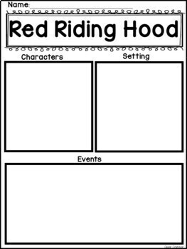 Little Red Riding Hood Book Study Graphic Organizers Response Sheets Word Wall