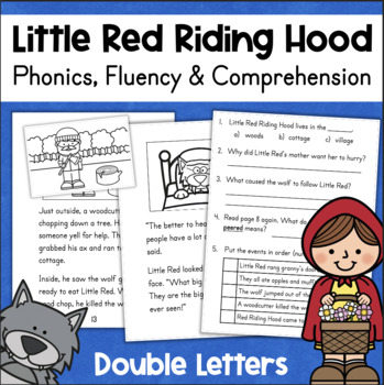 Preview of Double Letters Little Red Riding Hood Decodable Reader and Phonics Worksheets