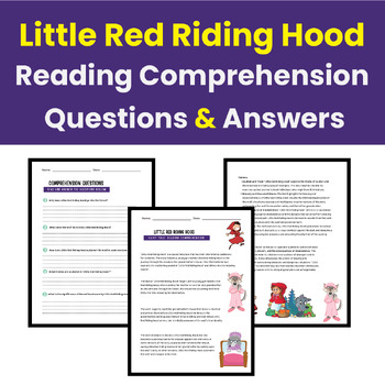 Little Red Riding Hood Fairy tale Reading Comprehension. Questions ...