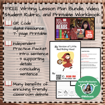 Preview of K-5 Writing Little Red Riding Hood Lesson Plan+ Video Resource+ Student Rubric