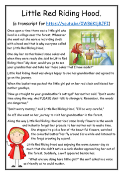 Little Red Riding Hood Listening Post Transcript by Anne Maree Ross