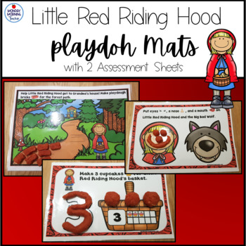 Preview of Little Red Riding Hood Clay Dough Mat Activities Numbers 1-20 Story Retelling
