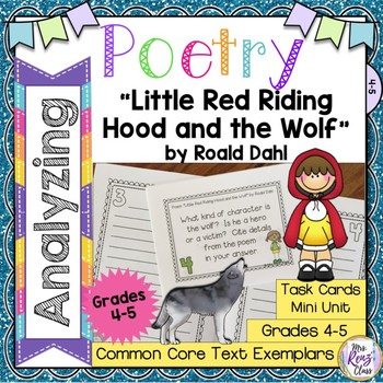 Little Red Riding Hood and the Wolf Roald Dahl Poetry Analysis Task Cards