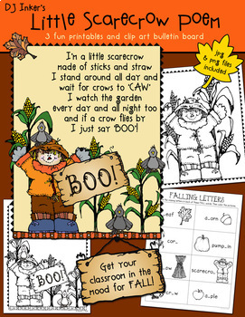 Preview of Little Scarecrow - Printable Autumn Bulletin Board, Activities and Clip Art