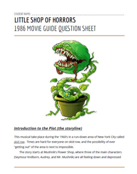 Preview of Little Shop of Horrors Movie Guide and Quiz BUNDLE PACKAGE