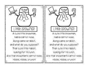Little Snowman Rhyme for Kindergarten Emergent Readers! | TPT