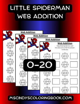 Preview of Little Spiderman Web Addition Worksheets 1-20