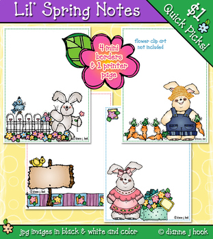 Preview of Little Spring Notes - 4 mini borders or printable notecards by DJ Inkers