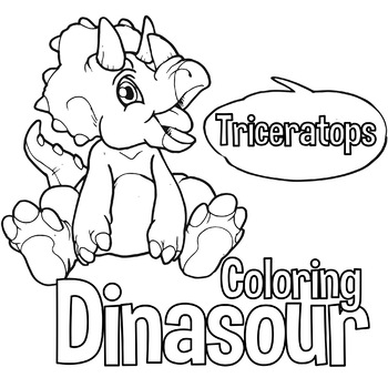 Little Triceratops Dinosaur Coloring Page / Book by SCWorkspace | TPT