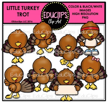 Preview of Little Turkey Trot Clip Art Bundle {Educlips Clipart}