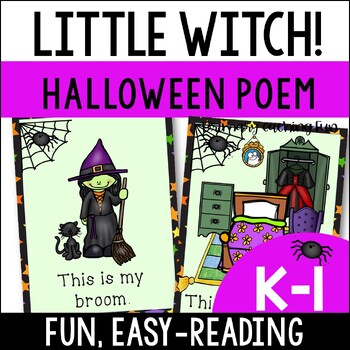 Preview of Little Witch Halloween Reading and Rhyming!  No-Prep Level A Readers for K-1!