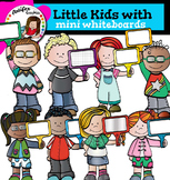 Little kids with Mini Whiteboards clip art -Color and B&W-