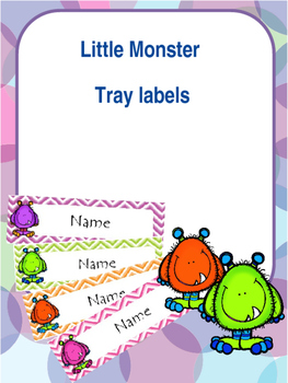 Preview of Little monster tray / peg labels - editable