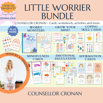 Preview of Little worrier bundle of Tools. Worry, worry monster, SEL, anxiety coping skills