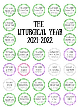 Liturgical Calendar 2021-2022 By Katie Prokosch | Tpt