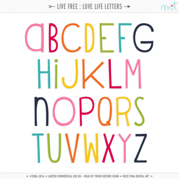 Live Free Love Life Alphabet + Numbers Clipart :: Commercial Use ...