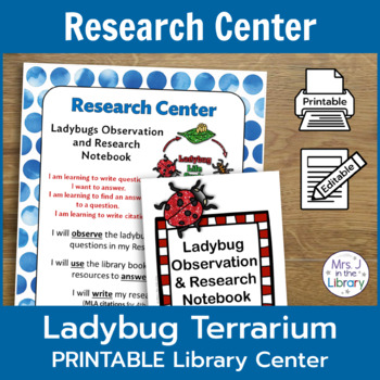 Preview of Live Ladybugs Research Library Center & Lesson [Printable]