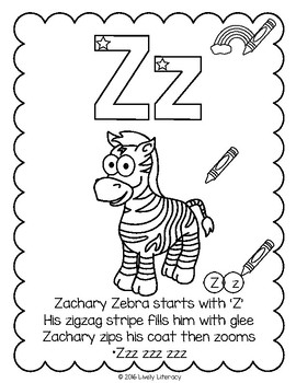 lively literacy lettersound of the week phonics worksheets z zee