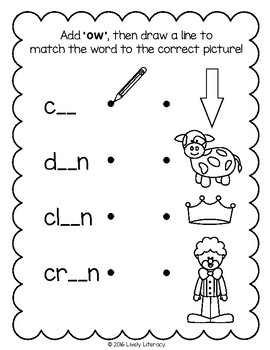 Lively Literacy Letter/Sound of the Week Phonics Worksheets - ow