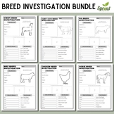 Livestock Breeds Investigation Worksheet Bundle