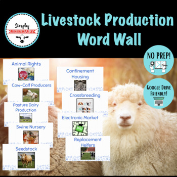 Preview of Livestock Production Word Wall- Animal Science, Agriculture Education- No Prep!