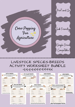 Preview of Livestock Species Breed Activity Worksheet Bundle