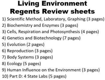 Living Environment Regents Review Complete Packet | TPT