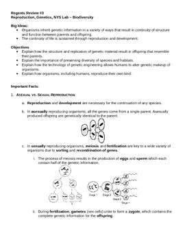 Living Environment Regents Review Packet 3 of 5 | TpT