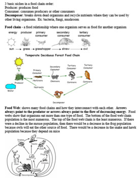 Preview of Living Environment Regents Review Sheet - Ecology