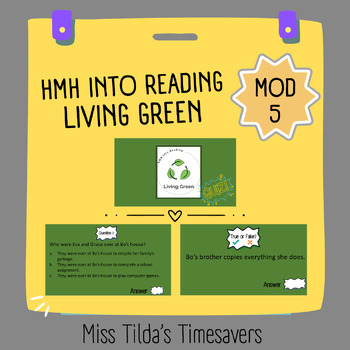Preview of Living Green Quiz - Grade 5 HMH into Reading
