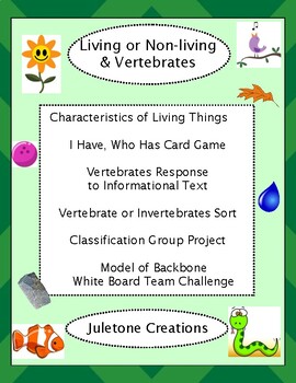 Preview of Distance Learning Living/Nonliving & Vertebrates Characteristics