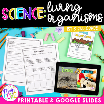 Preview of Living & Nonliving Things - 1st 2nd Grade Science Unit Worksheets Sort Activity