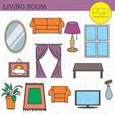 Living Room Furniture Clip Art by PGP Graphics *b&w images