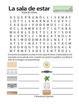 Living Room In Spanish Word Search And Group Activity