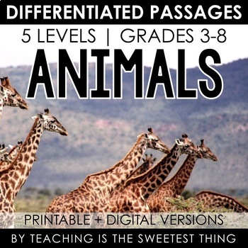 Preview of Living Things: Animals - Passages - Distance Learning Compatible