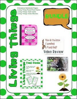 Preview of Living Things Bundle (Task Cards, Interactive Notebook, Video, PowerPoint Game)