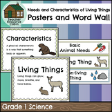 Living Things Word Wall and Vocabulary Posters (Grade 1 Science)