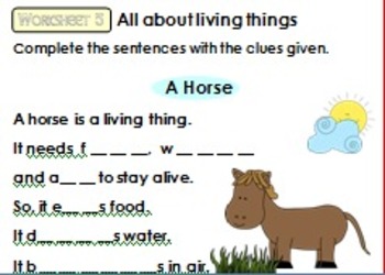 Living Things and Non-living Things Worksheet for K.- 1 by Smiley Teacher