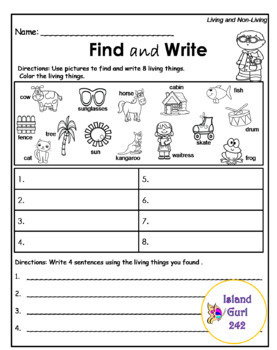 Living and Non-Living Things No Prep (Worksheets) by Pencils and